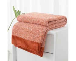 Heather Throw Deken - Plaid Sprei - Bank en Bed - Omkeerbaar Breipatroon - 127x152cm - Rust