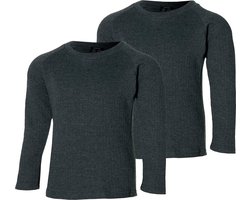 Heatkeeper | Thermoshirt kinderen - Antraciet - 128/134 - 2-stuks - Thermokleding kinderen