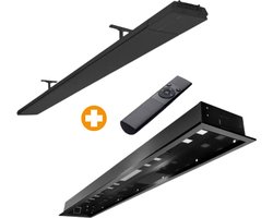 Heatstrip Design 3200 Watt met Inbouwframe - Te bedienen met Afstandsbediening & App - Elektrische infrarood terrasverwarming - "All black" edition - Geen rode gloed