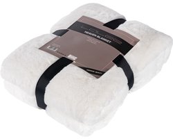 Heaven fake bont Plaid fluffy fleece deken donker ivoor gebroken wit 150x200cm ivoor