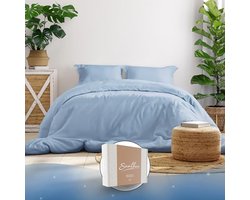 Heavenly Soft Bed Linen Set 140 x 200 cm - Cotton Sateen Duvet Cover and Pillowcase, Light Blue