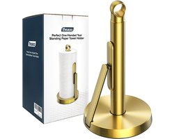 Heavy-Duty RVS Papieren Handdoekhouder met Spanningarm - Eenvoudig met Één Hand Scheuren - Moderna Staande Keuken Waskom Dispenser, Geschikt voor Alle Rollen Keukenpapier