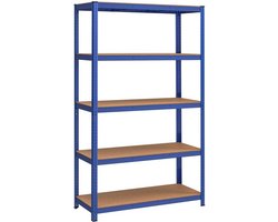 Heavy Duty Stellingkast, Opbergrek, 60 X 120 X 200 Cm, Rek Met Stalen Frame, Tot 875 Kg Belastbaar, 5 Verstelbare Planken, Blauw