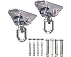 Heavy Duty Swing Hanger Hangmat Plafond Haak 360 Draaibare Opknoping Stoel Beugel Stille Bus Hardware Set voor Hout/Beton Yoga Touw/Antenne Hoepel/Bokszak Suspension Kit 1600 lbs - 2 stks