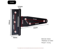Heavy duty t-scharnier scharnier schutting barndoor vouwbaar zwart lang 1 woord scharnier, 2 stuks, 3 inch zwart