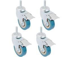 Heavy Duty zwenkwielen met remmen - 4-pack dubbele vergrendeling wielen voor industriële aanhanger - Meubelen kantoortafel kast (3 inch M10 stuurpen)