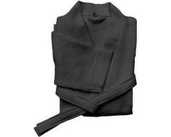 Heckett & Lane - Badjas Wafel Lang - Maat S - Deep Black