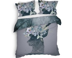 Heckett & Lane Myrthe Dekbedovertrek - Tweepersoons - 200x200/220 cm - Dark Grey