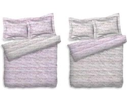 Heckett & Lane Sering Dekbedovertrek - Eenpersoons - 140x200/220 cm - Roze/Grijs