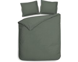 Heckett & Lane Stripe Dekbedovertrek - Litsjumeaux - 240x200/220 cm - Mineral Green