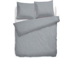 Heckett & Lane Uni Stripe Dekbedovertrek - Eenpersoons - 140x200/220 cm - Licht Grijs
