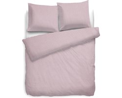 Heckett & Lane Uni Stripe Dekbedovertrek - Eenpersoons - 140x200/220 cm - Rosewater