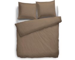 Heckett & Lane Uni Stripe Dekbedovertrek - Eenpersoons - 140x200/220 cm - Taupe