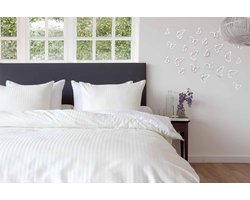 Heckett & Lane Uni Stripe Dekbedovertrek - Tweepersoons - 200x200/220 cm - Creme