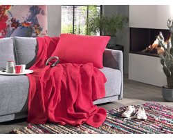Heckett & Lane Wafel - Plaid - 240x260 cm - Fiery Red