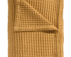 Heckettlane Bed Sprei Wafel - Bedsprei 1 persoons - Wafeldeken - 180x260 - Geel