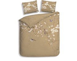 Heckettlane Dekbedovertrek Asahi - Bedlinnen met Takken print - 260x220 - Beige - Dekbedhoes van 100% Katoen-Satijn