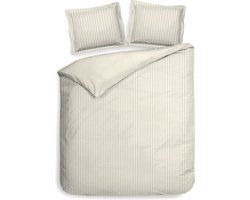 Heckettlane Dekbedovertrek Banda - Bedlinnen met Strepen - 240x220 - Off-White - Dekbedhoes van 100% Katoen-Satijn