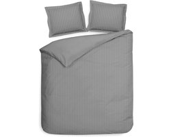 Heckettlane Dekbedovertrek Banda - Bedlinnen met Strepen - 260x200-220 cm - Lits-Jumeaux XL - Lits-Jumeaux XL - Grijs - Dekbedovertrek van 100% Katoen-Satijn