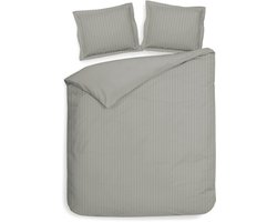 Heckettlane Dekbedovertrek Banda - Bedlinnen met Strepen - 260x200-220 cm - Lits-Jumeaux XL - Lits-Jumeaux XL - Grijs - Dekbedovertrek van 100% Katoen-Satijn