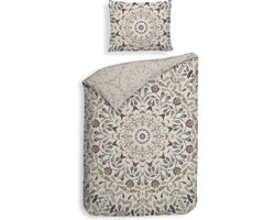 Heckettlane Dekbedovertrek Blanche - Bedlinnen met Mandala print - 140x220 - Natural - Dekbedhoes van 100% Katoen-Satijn