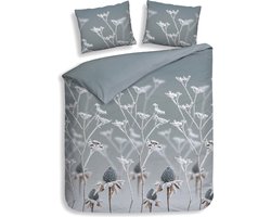 Heckettlane Dekbedovertrek Blog - Bedlinnen met Natuur print - 240x220 - Blauw - Dekbedhoes van 100% Katoen-Flanel