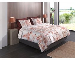 Heckettlane Dekbedovertrek Ceyda - Dekbed met instopstrook - Wit - Dekbedovertrek van 100% Katoen-Satijn - Bloemen - 200x200-220 cm + 2 slopen 60/70 cm - Alaçati