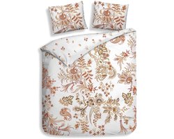 Heckettlane Dekbedovertrek Ceyda - Dekbed met instopstrook - Wit - Dekbedovertrek van 100% Katoen-Satijn - Bloemen - 240x200-220 cm + 2 slopen 60/70 cm - Alaçati