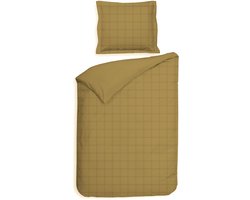 Heckettlane Dekbedovertrek Diamante - Bedlinnen - 140x200-220 cm - Eenpersoons - Goud - Dekbedovertrek van 100% Katoen-Satijn