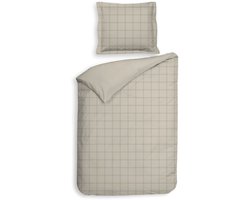 Heckettlane Dekbedovertrek Diamante - Bedlinnen - 140x200-220 cm - Eenpersoons - Natural - Dekbedovertrek van 100% Katoen-Satijn