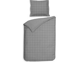 Heckettlane Dekbedovertrek Diamante - Bedlinnen - 140x220 - Grijs - Dekbedhoes van 100% Katoen-Satijn
