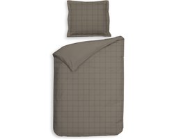 Heckettlane Dekbedovertrek Diamante - Bedlinnen - 140x220 - Taupe - Dekbedhoes van 100% Katoen-Satijn