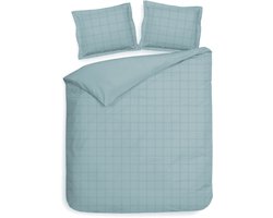Heckettlane Dekbedovertrek Diamante - Bedlinnen - 240x200-220 cm - Lits-Jumeaux - Blauw - Dekbedovertrek van 100% Katoen-Satijn