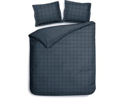 Heckettlane Dekbedovertrek Diamante - Bedlinnen - 240x200-220 cm - Lits-Jumeaux - Blauw - Dekbedovertrek van 100% Katoen-Satijn