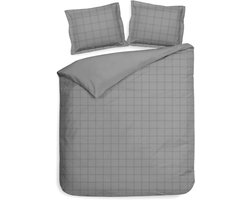 Heckettlane Dekbedovertrek Diamante - Bedlinnen - 240x200-220 cm - Lits-Jumeaux - Grijs - Dekbedovertrek van 100% Katoen-Satijn