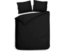 Heckettlane Dekbedovertrek Diamante - Bedlinnen - 240x220 - Zwart - Dekbedhoes van 100% Katoen-Satijn