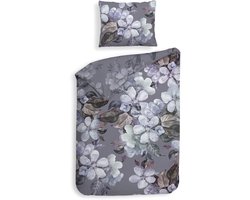 Heckettlane Dekbedovertrek Dragan - Bedlinnen met Bloemen print - 140x220 - Paars - Dekbedhoes van 100% Katoen-Twill