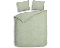 Heckettlane Dekbedovertrek Franela - Effen Bedlinnen - 240x200-220 cm - Lits-Jumeaux - Groen - Dekbedovertrek van 100% Katoen-Flanel