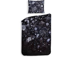 Heckettlane Dekbedovertrek Gabin - Bedlinnen met Stippen print - 140x200-220 cm - Zwart - Dekbedovertrek van 100% Katoen-Satijn