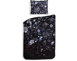 Heckettlane Dekbedovertrek Gabin - Bedlinnen met Stippen print - 140x220 - Zwart - Dekbedhoes van 100% Katoen-Satijn