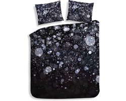 Heckettlane Dekbedovertrek Gabin - Bedlinnen met Stippen print - 240x220 - Zwart - Dekbedhoes van 100% Katoen-Satijn