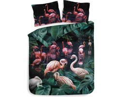 Heckettlane Dekbedovertrek Goran - Bedlinnen met Dieren print - 200x220 - Groen - Dekbedhoes van 100% Katoen-Satijn