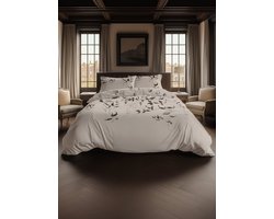 Heckettlane Dekbedovertrek Katoen Satijn Bennet - Natural - 100% Katoen-Satijn - Dekbedovertrek 240x200/220cm - Lits Jumeaux - Cambridge