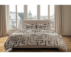 Heckettlane Dekbedovertrek Katoen Satijn Melis - Natural - 100% Katoen-Satijn - Dekbedovertrek 240x200/220cm - Lits Jumeaux - Wenen