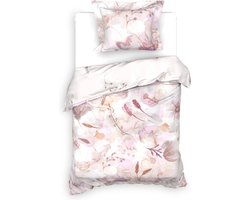 Heckettlane Dekbedovertrek Kos - Bedlinnen met print - 140x220 - Natural - Dekbedhoes van 100% Katoen-Satijn