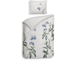 Heckettlane Dekbedovertrek Lacie - Dekbed met instopstrook - Grijs - 100% Katoen-Satijn - Bloemen - 140x220 + 1 sloop 60/70 cm - Zakynthos