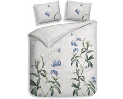 Heckettlane Dekbedovertrek Lacie - Dekbed met instopstrook - Grijs - 100% Katoen-Satijn - Bloemen - 240x220 + 2 slopen 60/70 cm - Zakynthos