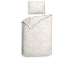 Heckettlane Dekbedovertrek Lauren - Dekbed met instopstrook - Off-White - Dekbedovertrek van 100% Katoen-Satijn - Ornamenten - 140x200-220 cm + 1 sloop 60/70 cm - Lyon