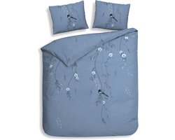 Heckettlane Dekbedovertrek Margaux - Bedlinnen met Takken print - 260x220 - Blauw - Dekbedhoes van 100% Katoen-Twill