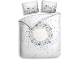 Heckettlane Dekbedovertrek Mikaela - Bedlinnen met Bloemen print - 240x220 cm - Wit - Dekbedhoes van 100% Katoen-Clip Sheared